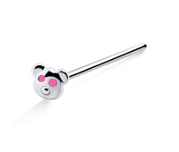 Teddy Bear Silver Straight Nose Stud NSKA-360CL